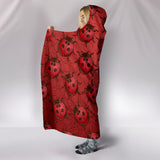 Lady Bug Swirl Hooded Blanket - Red