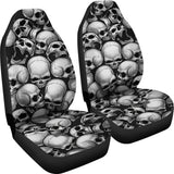 Skull Pile Car Seat Covers - Black & White