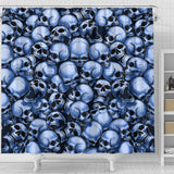 Skull Pile Shower Curtain - Blue