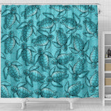 Turtle Swirl Shower Curtain - Blue