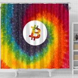 Bitcoin Circuit Board Shower Curtain - Tie Dye
