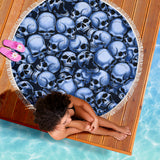 Skull Pile Beach Blanket - Blue