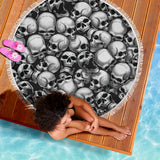 Skull Pile Beach Blanket - Black & White