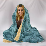 Turtle Swirl Hooded Blanket - Teal