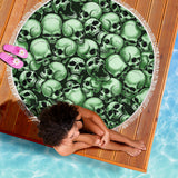 Skull Pile Beach Blanket - Green