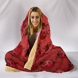 Lady Bug Swirl Hooded Blanket - Red