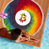 Bitcoin Circuit Board Beach Blanket - Tie Dye
