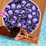 Skull Pile Beach Blanket - Purple
