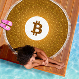 Bitcoin Circuit Board Beach Blanket - Orange