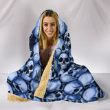 Skull Pile Hooded Blanket - Blue