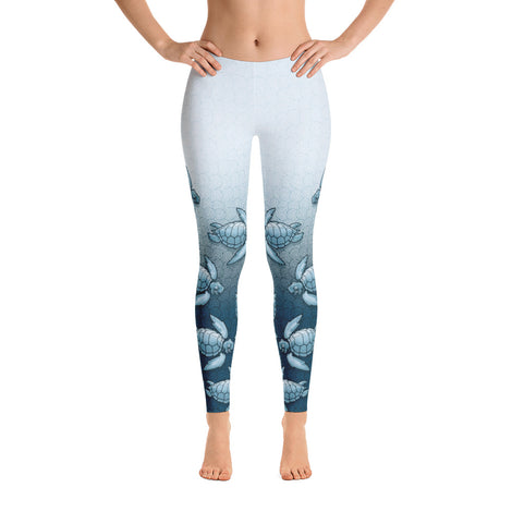 Turtle Fade Women's Leggings - Teal/White