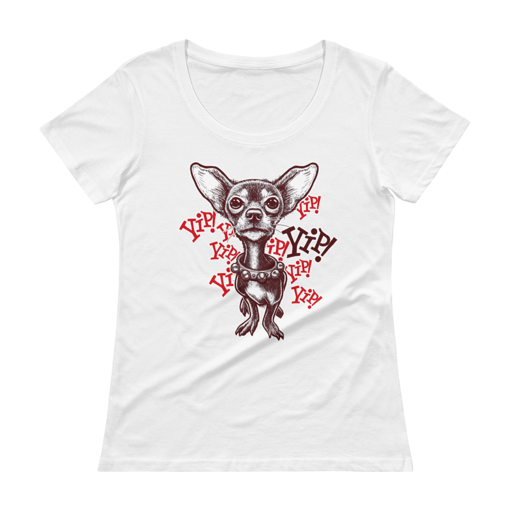 ChihuaWOW - Ladies' Coral Scoopneck Chihuahua T-Shirt