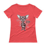 ChihuaWOW - Ladies' Coral Scoopneck Chihuahua T-Shirt