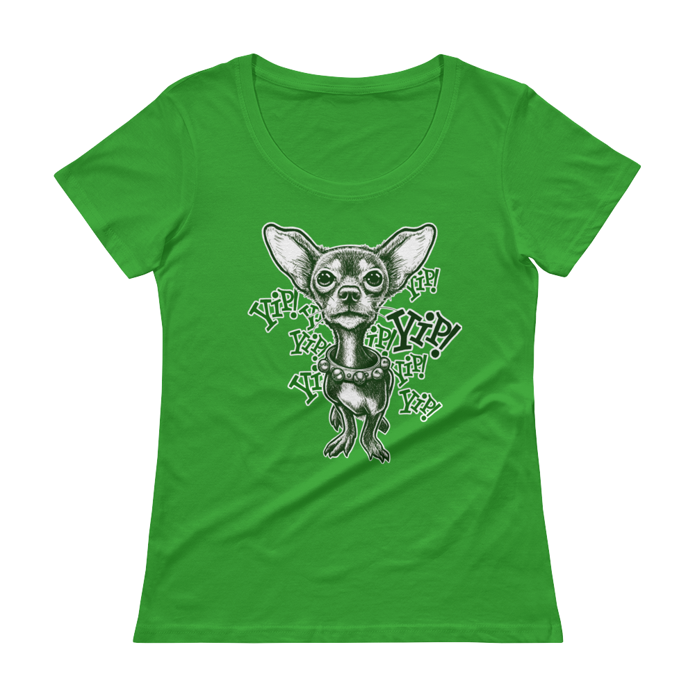 ChihuaWOW - Ladies' Green Scoopneck Chihuahua T-Shirt