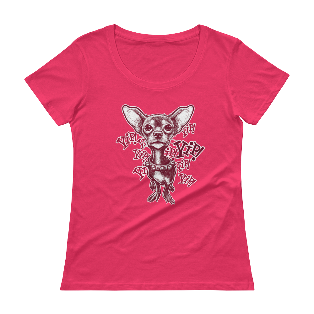 ChihuaWOW - Ladies' Pink Scoopneck Chihuahua T-Shirt