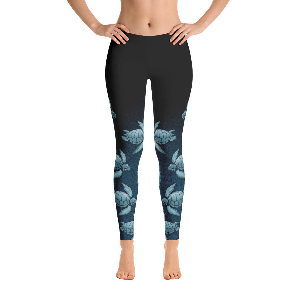 Turtle Fade Women's Leggings - Teal/Black