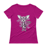 ChihuaWOW - Ladies' Raspberry Scoopneck Chihuahua T-Shirt