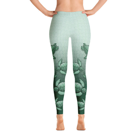 Turtle Fade Women's Leggings - Green/White