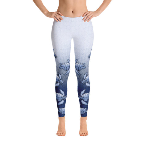 Turtle Fade Women's Leggings - Blue/White