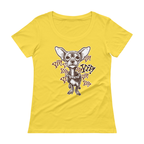 ChihuaWOW - Ladies' Yellow Scoopneck Chihuahua T-Shirt