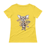 ChihuaWOW - Ladies' Yellow Scoopneck Chihuahua T-Shirt