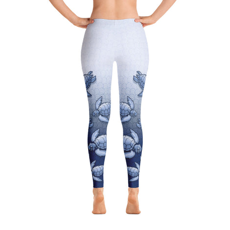 Turtle Fade Women's Leggings - Blue/White