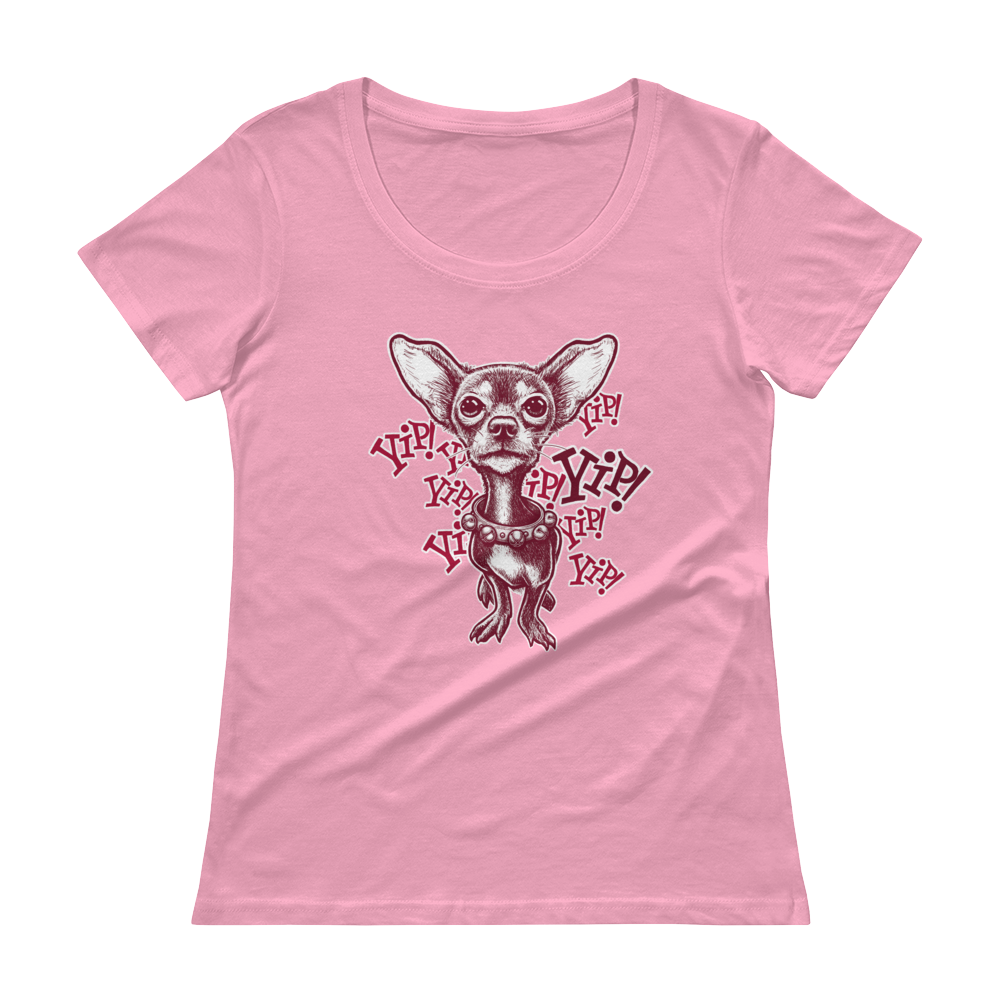 ChihuaWOW - Ladies' Pink Scoopneck Chihuahua T-Shirt