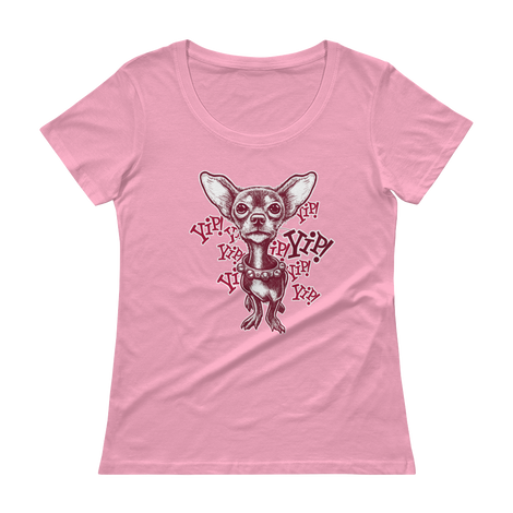 ChihuaWOW - Ladies' Pink Scoopneck Chihuahua T-Shirt