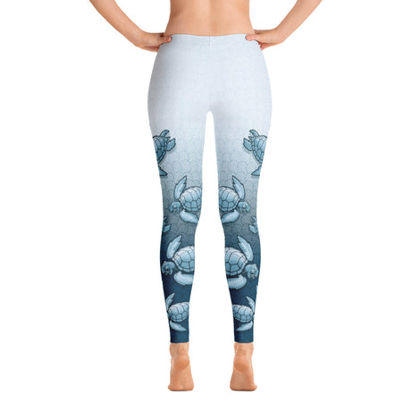 Turtle Fade Women's Leggings - Teal/White