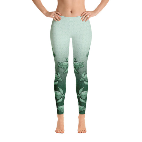 Turtle Fade Women's Leggings - Green/White