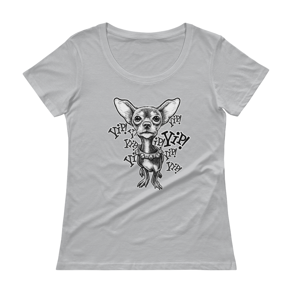 ChihuaWOW - Ladies' Black Scoopneck Chihuahua T-Shirt